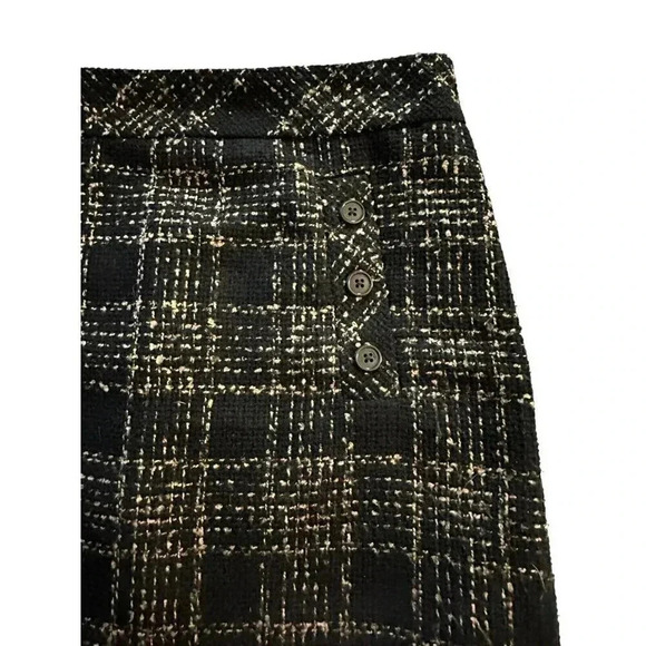 LOFT Ann Taylor Tweed Plaid Skirt women's size 6 black and beige - Picture 4 of 10